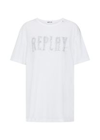 Replay, Damen T-Shirt, Silber / Wei&szlig;