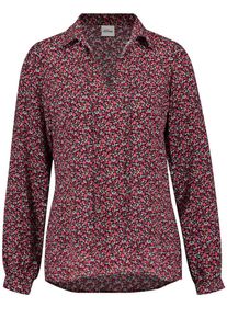 Taifun, Damen Bluse 1/1 Arm Tunika mit floralem Minimal-Print, Rot