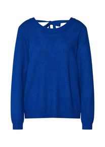 Vila, Damen Pullover 'VIRIL L/S OPEN BACK KNIT TOP-FAV', Blau