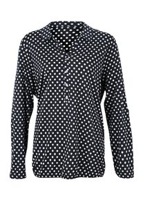 Tom Tailor Women +, Damen Bluse 'T-shirt with collar and print', Schwarz / Weiß