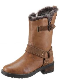 Superdry, Damen Winterstiefel 'Tempter Biker Boot's, Braun