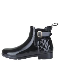 Hunter, Damen Gummistiefelette 'REFINED GLOSS QUILT CHELSEA', Schwarz