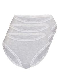 Sassa Mode Sassa, Damen Slip 'Fine Bamboo', Grau / Wei&szlig;