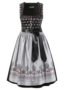 Country Line, Damen Dirndl midi in schimmernder Optik, Silbergrau / Mischfarben / Schwarz