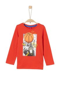 s.Oliver Junior, Shirt 'Artwork', Gelb / Grau / Dunkelorange / Orangerot / Schwarz