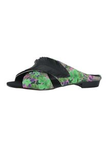 Heine, Damen Pantolette, Grün / Schwarz