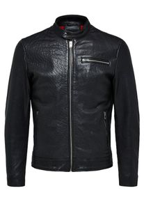 Selected Homme, Herren Lederjacke, Schwarz