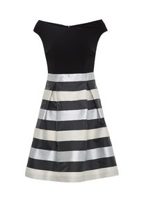 Swing, Damen Cocktailkleid, Silbergrau / Schwarz