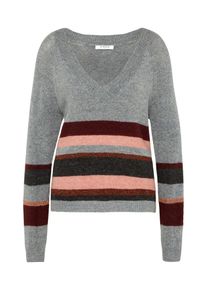 Pieces, Damen Pullover 'Pcrokita', Graumeliert / Rosa / Weinrot