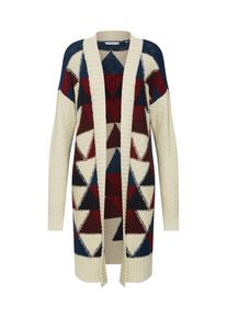 EDC by Esprit, Damen Strickjacke 'geometrical jaq Sweaters cardigan', Creme / Dunkelblau / Rot