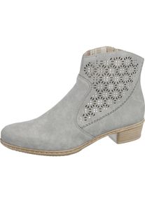 Rieker, Damen Stiefelette mit Cut Outs und Strass, Hellgrau / Dunkelgrau