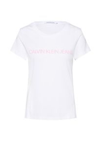Calvin Klein Jeans, Damen T-Shirt 'INSTITUTIONAL LOGO', Rosa / Weiß