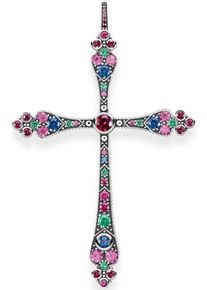 Thomas Sabo, Damen Kreuzanh&auml;nger 'Royalty Kreuz, PE767-322-7', Mischfarben / Silber