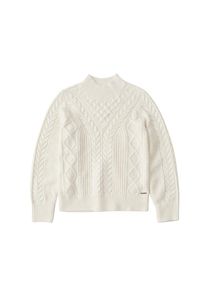 Abercrombie & Fitch Abercrombie & Fitch, Damen Pullover 'CABLE MOCK NECK & PATTERN', Creme