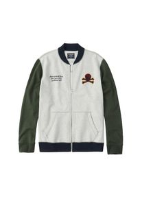 Abercrombie & Fitch Abercrombie & Fitch, Herren Sweatjacken 'SKULL LOGO BASEBALL', Blau / Grau