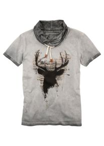 Marjo, Herren Trachtenshirt mit Print, Anthrazit