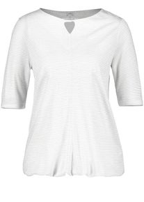 Gerry Weber, Damen T-Shirt 3/4 Arm 1/2 Arm Shirt mit Lurex, Hellgrau / Wei&szlig;