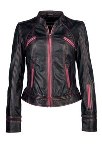 Maze, Damen Lederjacke 'Americana', Pink / Schwarz