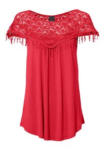 Heine, Damen Spitzenshirt mit Rundhalsausschnitt, Orangerot