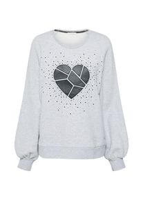 Twenty Tees, Damen Sweater 'Mit Herz', Graumeliert / Schwarz