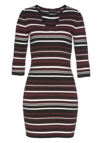 Melrose, Damen Strickkleid, Rotviolett / Schwarz / Weiß