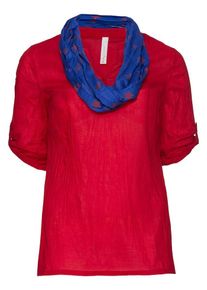 sheego Casual, Damen Tunika, Blau / Karminrot