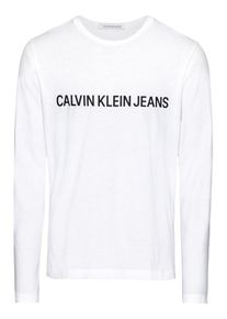 Calvin Klein Jeans, Herren Langarmshirt 'LONG SL INSTITUTIONAL SLIM TEE', Schwarz / Weiß