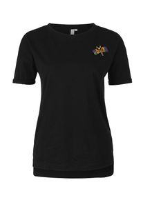 Q/S Designed By, Damen Jerseyshirt mit Applikation, Schwarz