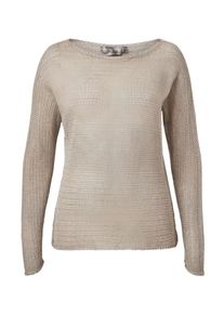 Hallhuber, Damen Transparenter Lurex-Pullover, Beige