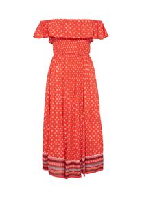 Superdry, Damen Off-Shoulder-Kleid 'RUFFLE SMOCKED DRESS', Blutrot
