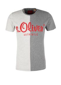 s.Oliver RED LABEL, Herren T-Shirt, Graumeliert / Hellrot / Weißmeliert