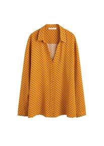 Violeta by Mango, Damen Bluse 'Puntito4', Karamell / Schwarz / Wei&szlig;