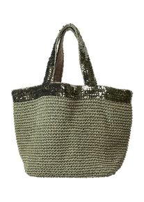 Hallhuber, Damen Häkeltasche mit Pailletten, Grasgrün
