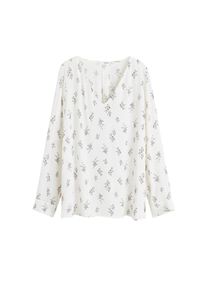 Mango, Damen Bluse 'Vegas', Schwarz / Perlweiß