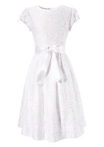 Turi Landhaus, Mädchen Kleid aus Spitze mit Satinband, Weiß