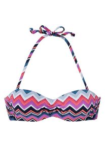 Lascana, Damen Bügel-Bandeau-Top "Pico", Rauchblau / Lila / Neonorange