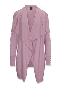 Heine, Damen Strickjacke, Dunkelpink / Wei&szlig;