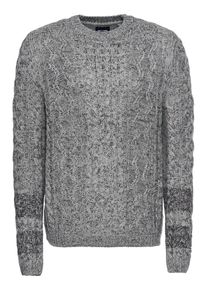 Only & Sons Only & Sons, Herren Pullover 'onsHEATH 3 STRIPED CABLE CREW NECK', Graumeliert