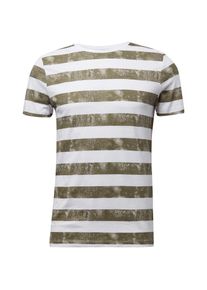 Tom Tailor Denim, Herren T-Shirt, Oliv / Weiß