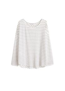 Violeta by Mango, Damen T-shirt 'Rayetas', Grau / Weiß
