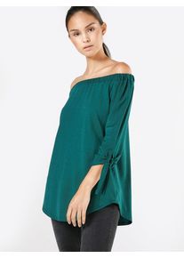 boohoo, Damen Schulterfreie Tunika, Smaragd