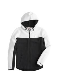 Hollister, Herren Sweatjacke 'T5 NEOPRENE SPORTS CAPSULE', Schwarz / Weiß