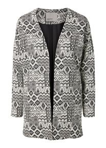 V&eacute;ro Moda VERO MODA, Damen Langer, bedruckter Blazer, Grau / Wei&szlig;