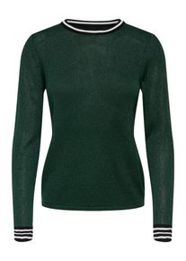Only, Damen Pullover, Dunkelgrün / Schwarz / Weiß