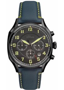 s.Oliver RED LABEL, Herren Chronograph 'SO-3181-LC', Nachtblau / Gelb / Schwarz / Weiß