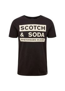 Scotch & Soda SCOTCH & SODA, Herren T-Shirt 'Ams Blauw scotch & soda signature tee in regular fit', Schwarz / Wei&szlig;