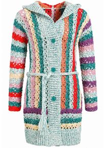 Khujo, Damen Strickjacke 'Jesper', Pastellblau / Pastellgelb / Helllila / Rot