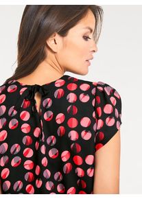 Heine, Damen ASHLEY BROOKE by Heine Druckbluse mit Tupfen-Dessin, Dunkelpink / Schwarz