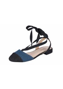 Heine, Damen Ballerina mit Schnürung, Blue Denim / Black Denim
