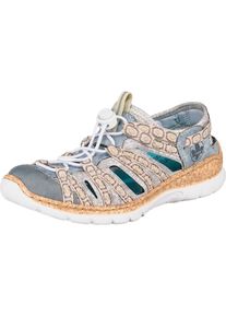 Rieker, Damen Slipper, Rauchblau / Grau / Rosa